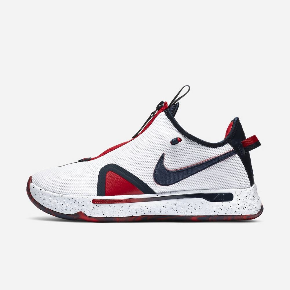 Chaussure De Basket Nike PG 4 Blanche 8276-319 White/University Red/Obsidian Femme | EHV-43092289